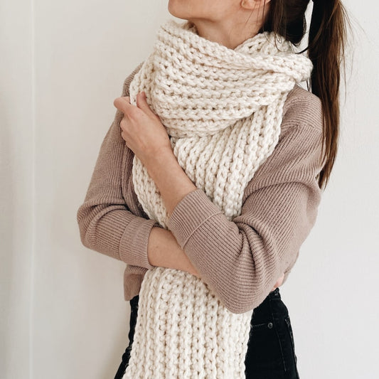 chunky long oversized ribbed scarf easy crochet pattern